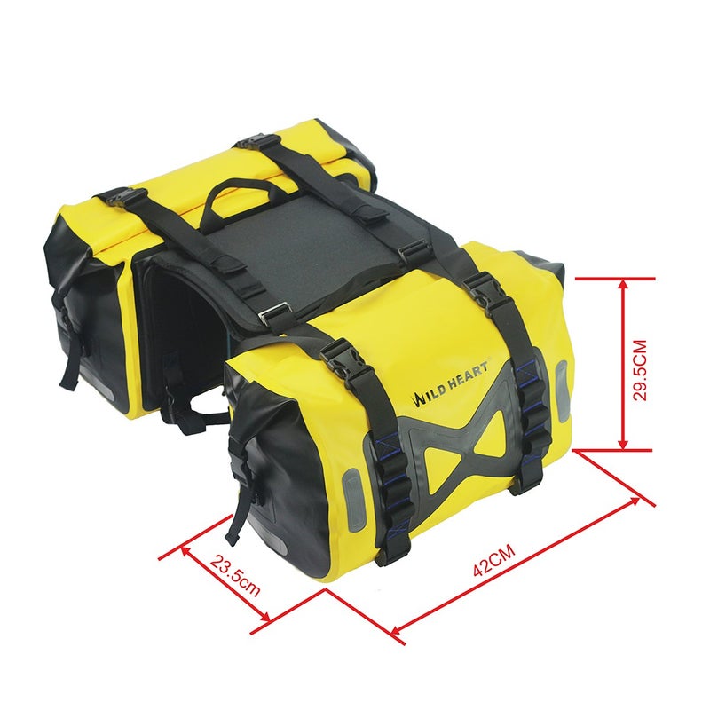 WILD HEART Waterproof bag Motorcycle saddlebag 50L Tank bag Motor Side bag (Yellow) - Image 4